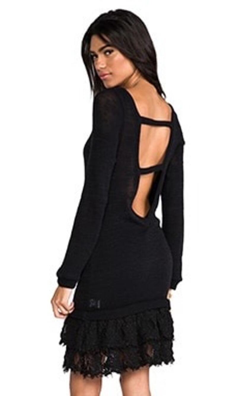 Nightcap Clothing Revolve Black Lace Open Back Long Sleeve Sweater Dress Size 2